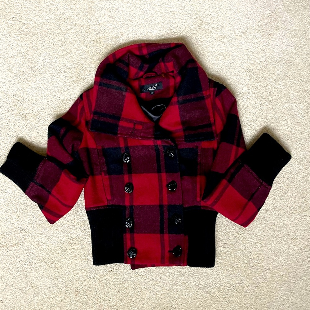 Back Rivet- Plaid Wool Cropped Jacket